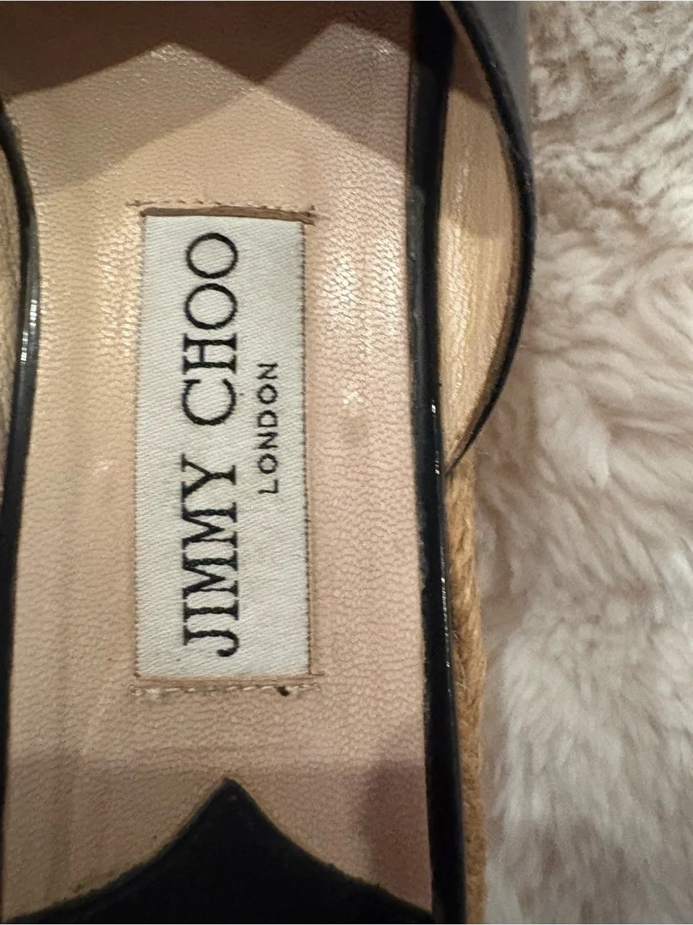 Jimmy Choo Black Patent Leather Espadrille Platform Wedge Slide Sandals EU 36